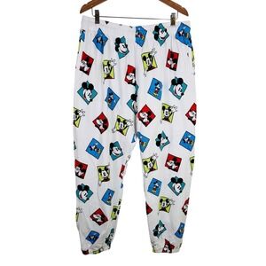 Disney Mickey Co Mickey Mouse‎ Sweat Pants Adult XL Jogger White Multicolored